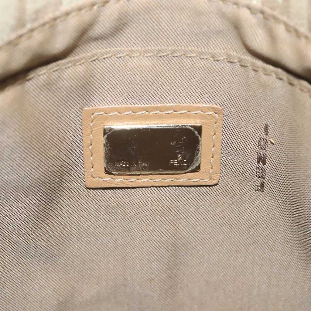FENDI Zucchino Canvas Shoulder Bag Beige 106561