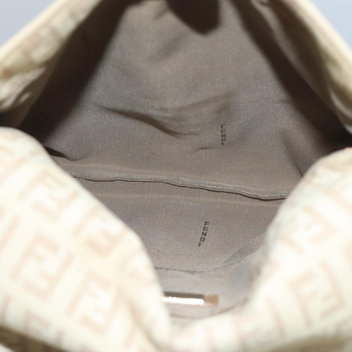 FENDI Zucchino Canvas Shoulder Bag Beige 106561