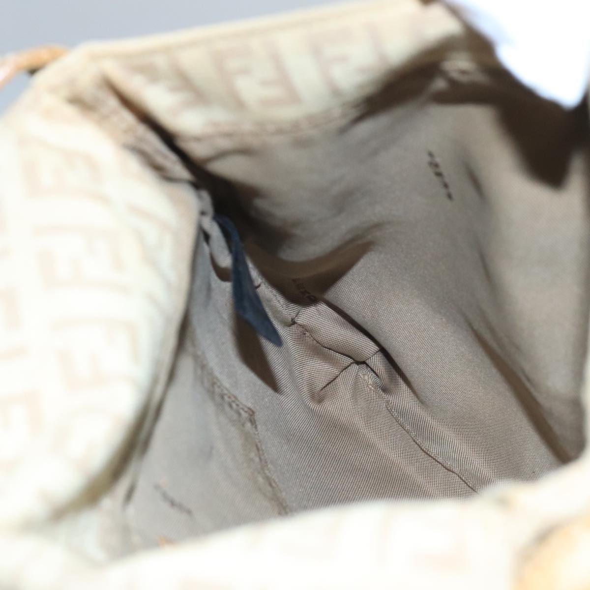 FENDI Zucchino Canvas Shoulder Bag Beige 106561