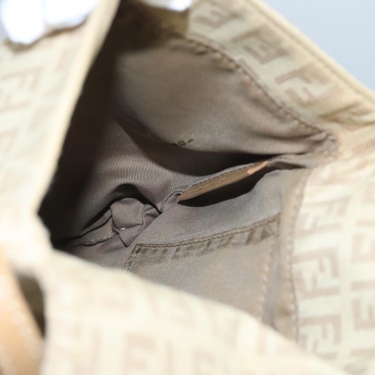 FENDI Zucchino Canvas Shoulder Bag Beige 106561