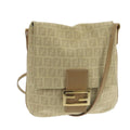 FENDI Zucchino Canvas Shoulder Bag Beige 106561