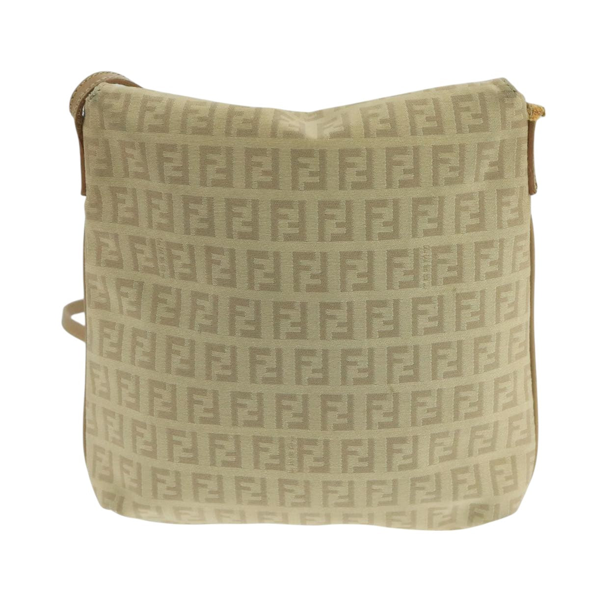 FENDI Zucchino Canvas Shoulder Bag Beige 106561