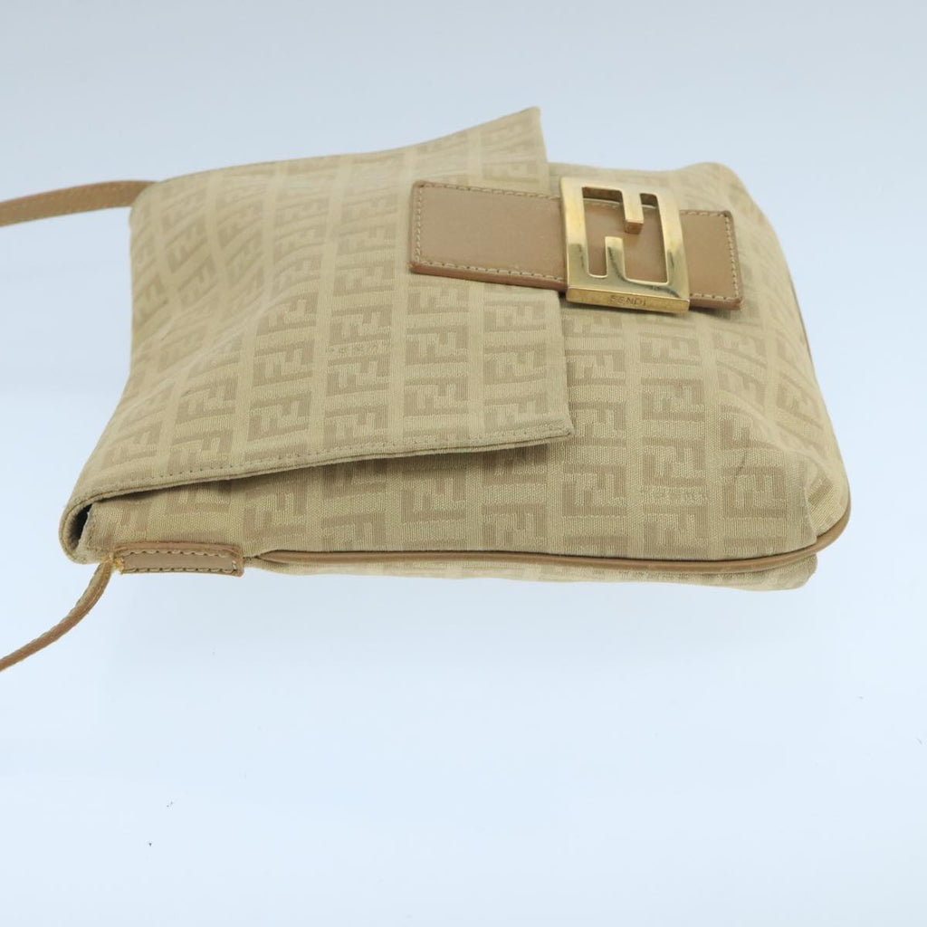 FENDI Zucchino Canvas Shoulder Bag Beige 106561