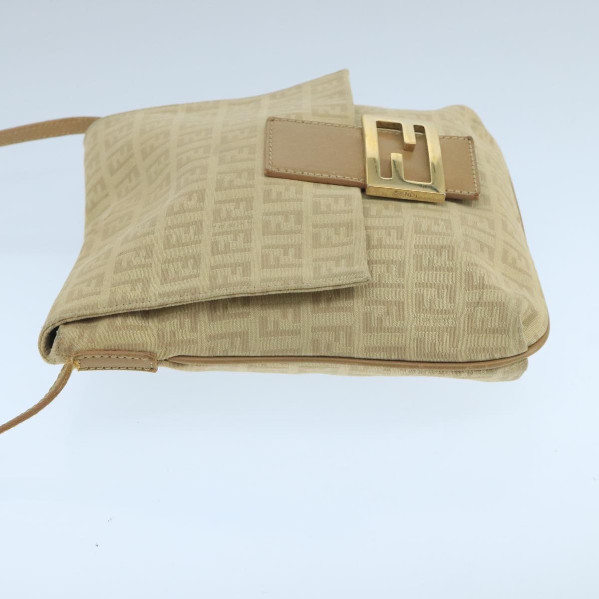 FENDI Zucchino Canvas Shoulder Bag Beige 106561
