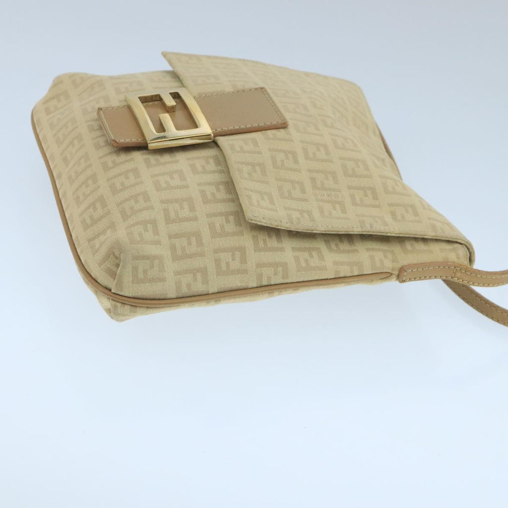 FENDI Zucchino Canvas Shoulder Bag Beige 106561