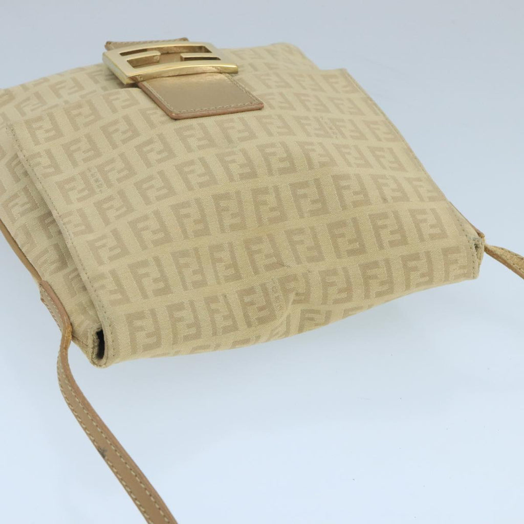 FENDI Zucchino Canvas Shoulder Bag Beige 106561