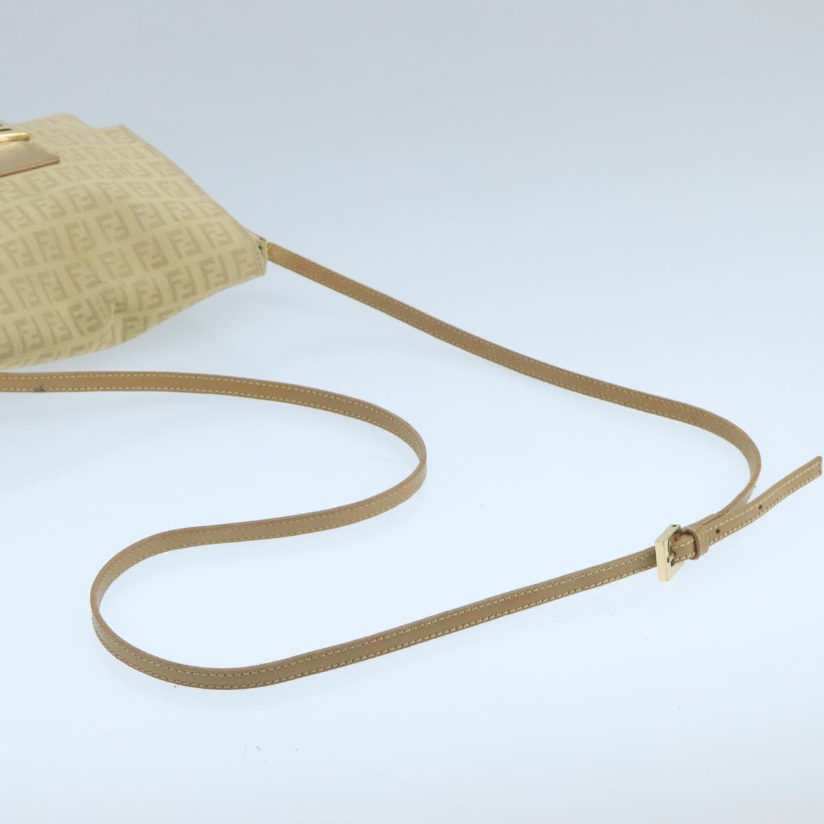 FENDI Zucchino Canvas Shoulder Bag Beige 106561