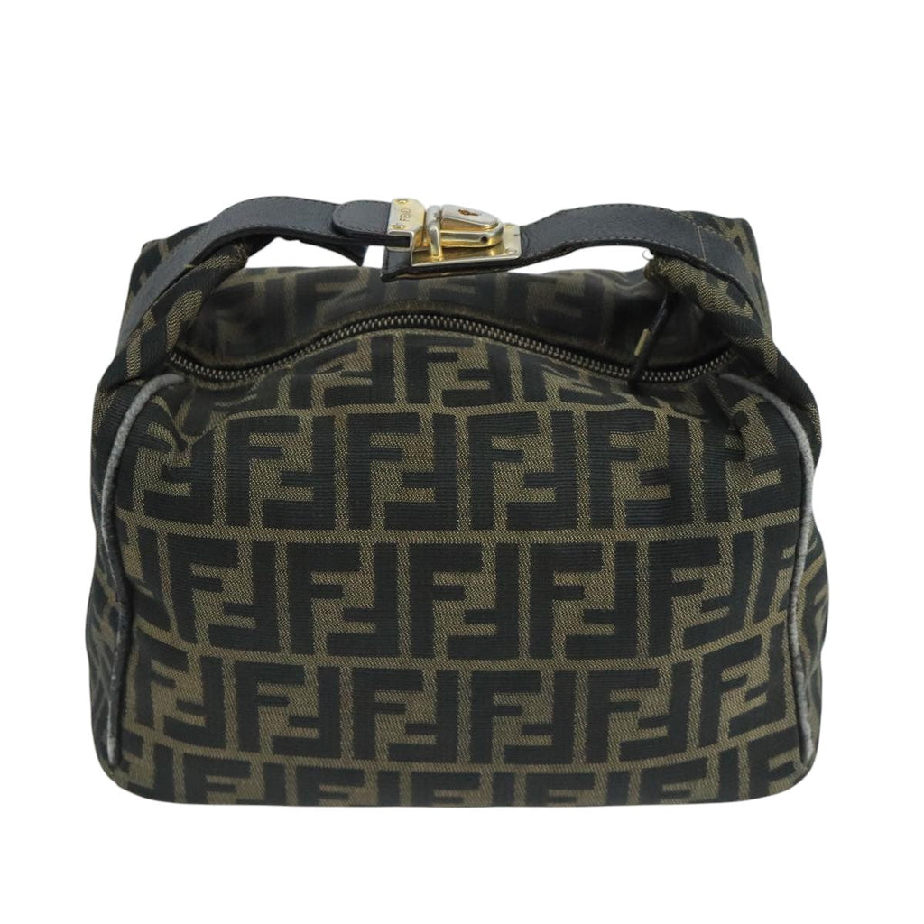 FENDI Zucca Canvas Vanity Pouch Brown Black 106597