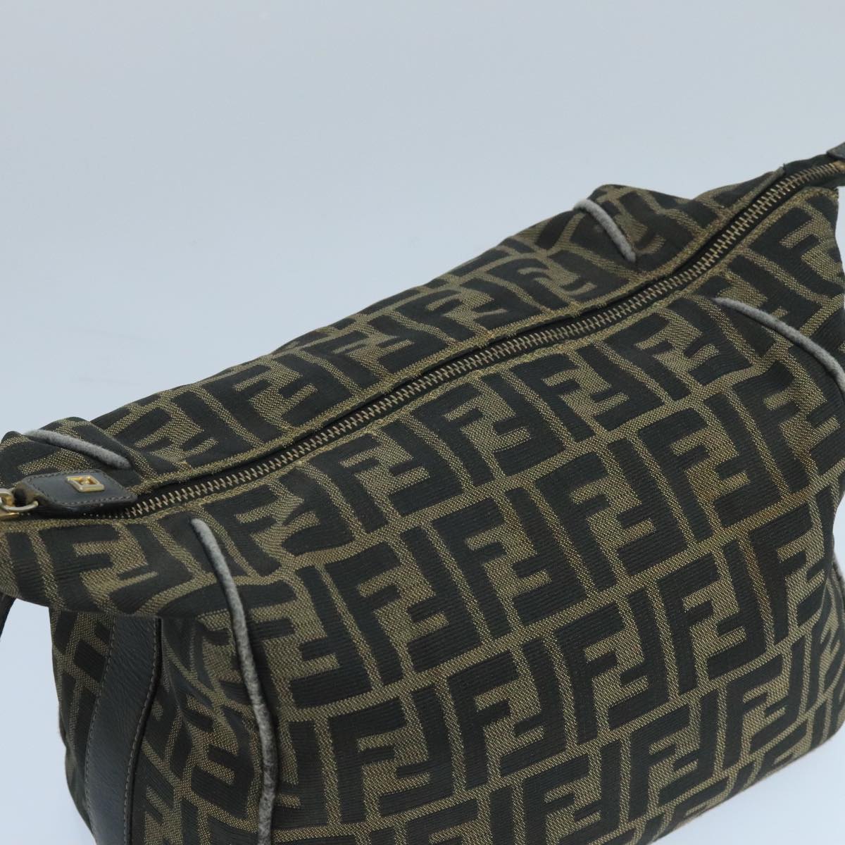 FENDI Zucca Canvas Vanity Pouch Brown Black 106597