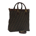 FENDI Zucca Canvas Hand Bag 2way Brown Black 106633