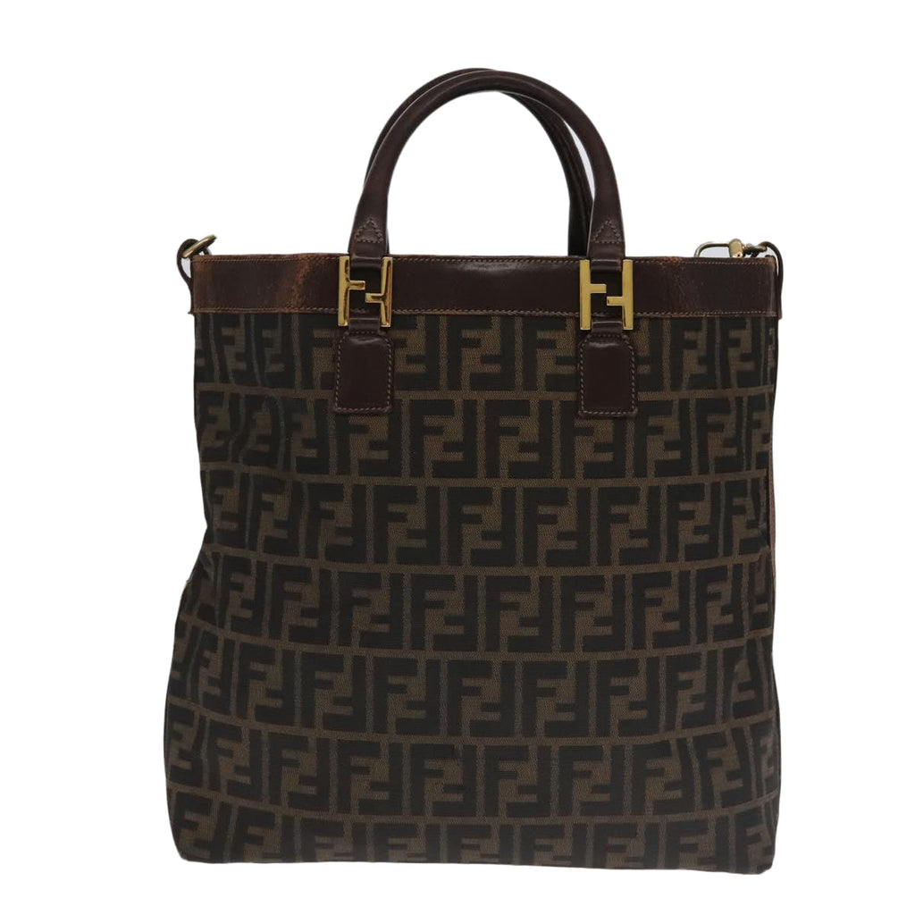 FENDI Zucca Canvas Hand Bag 2way Brown Black 106633