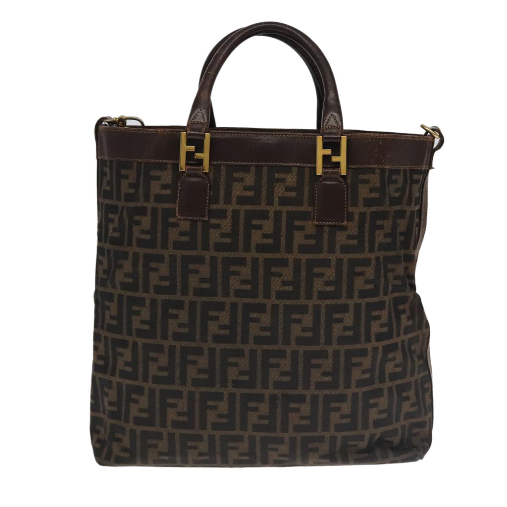 FENDI Zucca Canvas Hand Bag 2way Brown Black 106633
