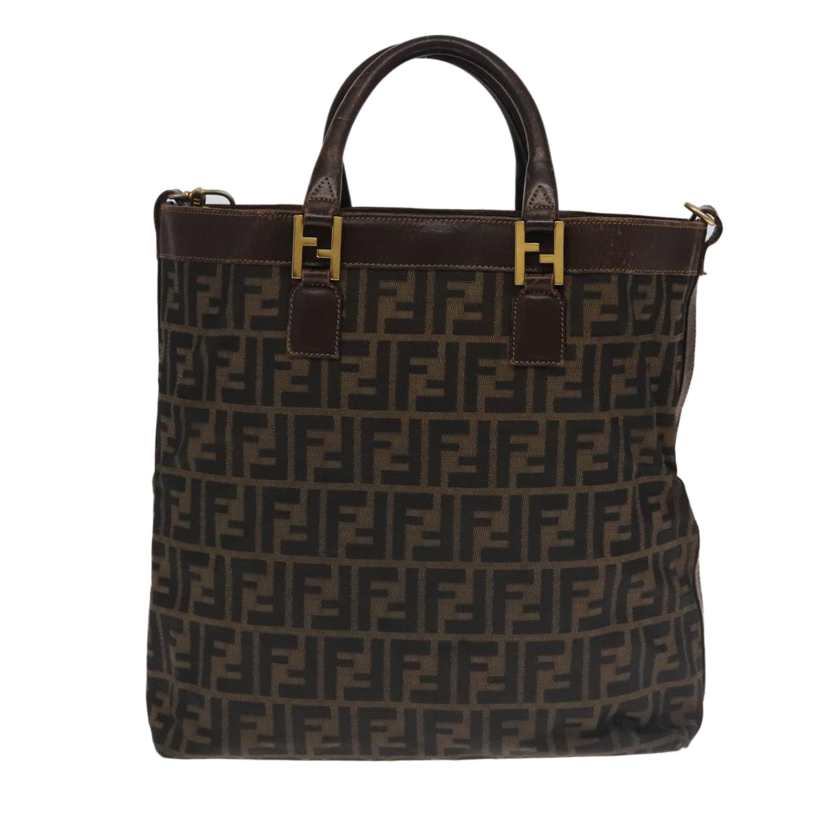 FENDI Zucca Canvas Hand Bag 2way Brown Black 106633