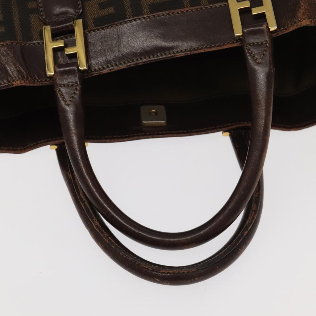 FENDI Zucca Canvas Hand Bag 2way Brown Black 106633
