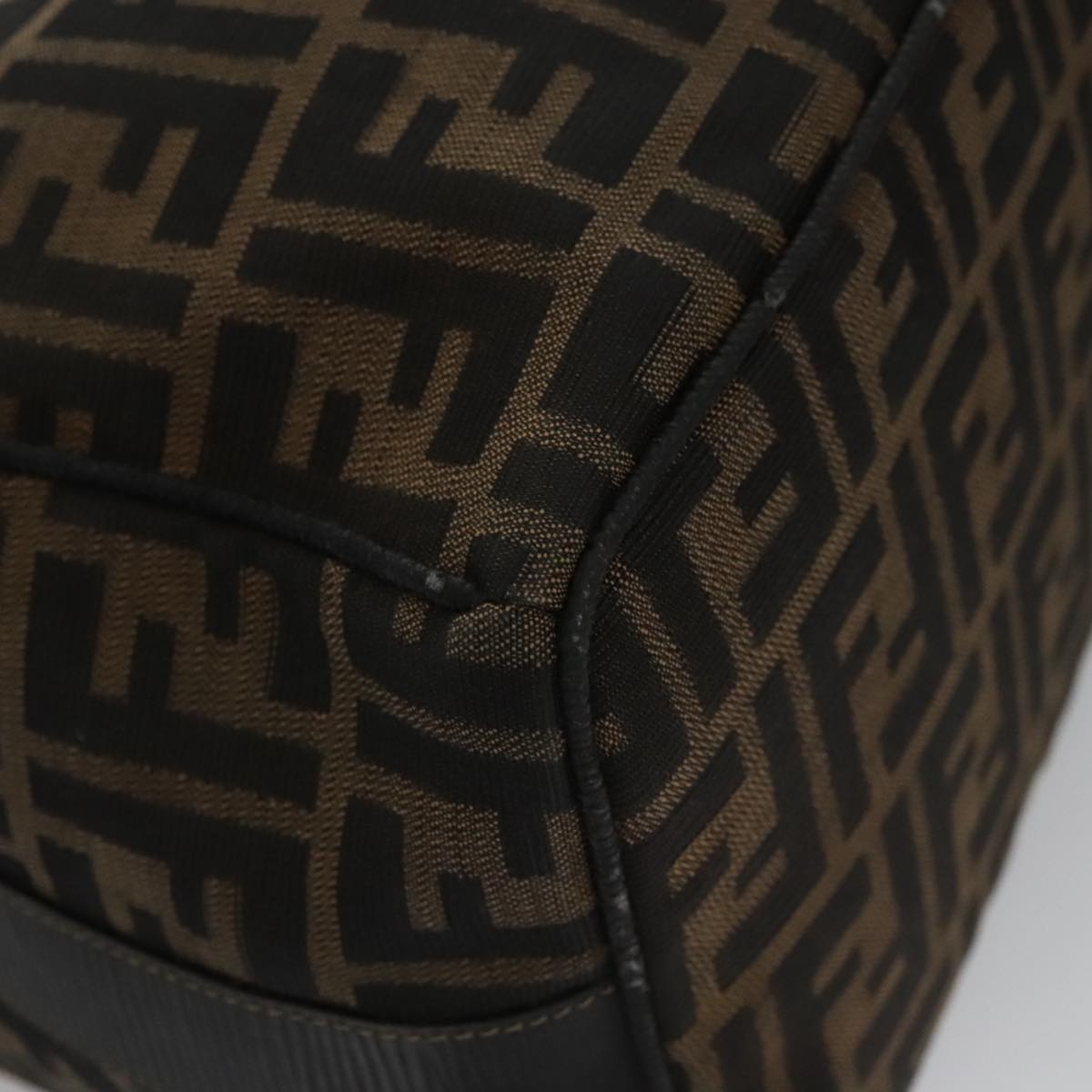 FENDI Zucca Canvas Vanity Pouch Brown Black Gold 106699