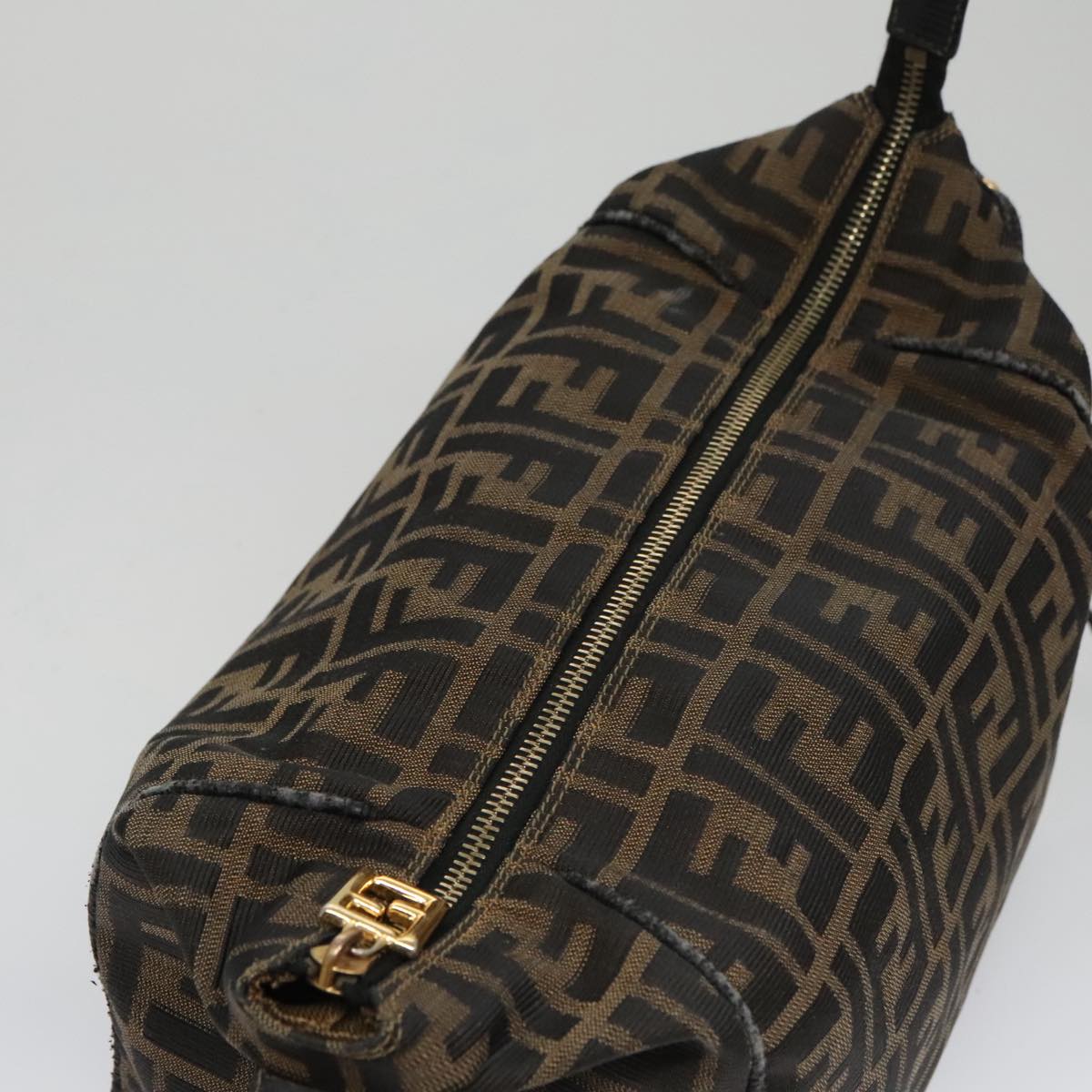 FENDI Zucca Canvas Vanity Pouch Brown Black Gold 106699