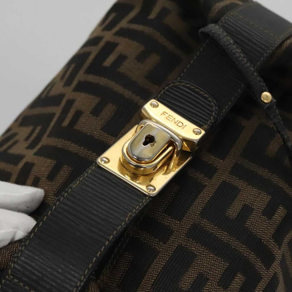 FENDI Zucca Canvas Vanity Pouch Brown Black Gold 106699