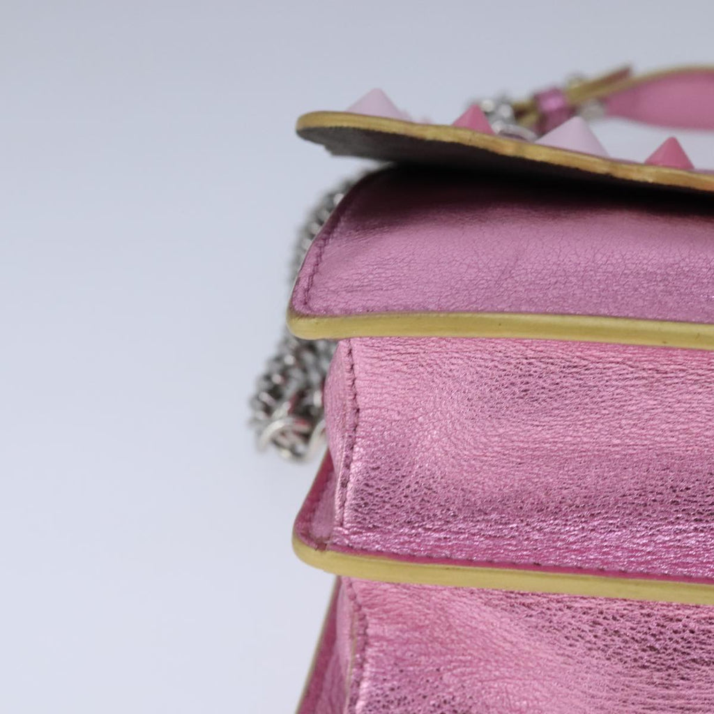 FENDI Canai Chain Shoulder Bag Leather Pink 106718