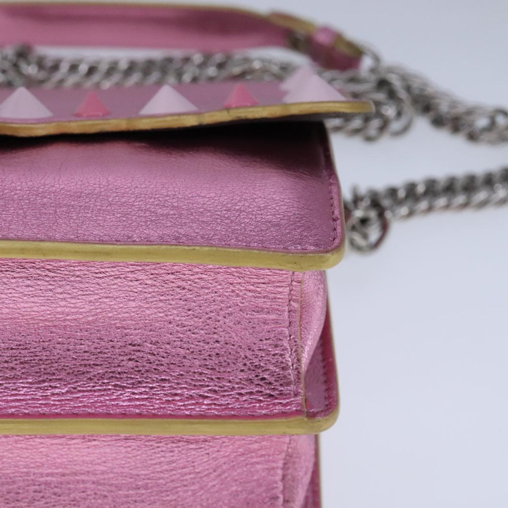 FENDI Canai Chain Shoulder Bag Leather Pink 106718