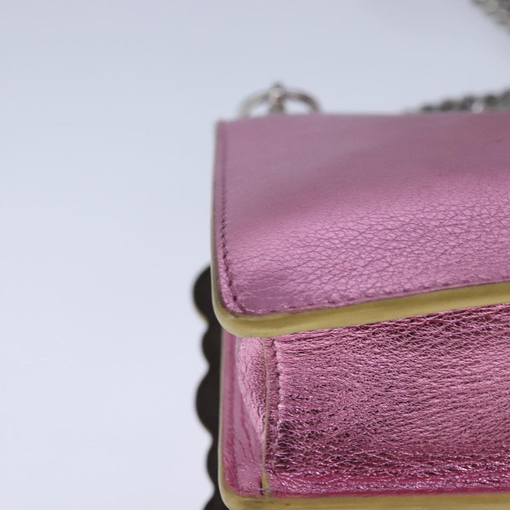 FENDI Canai Chain Shoulder Bag Leather Pink 106718