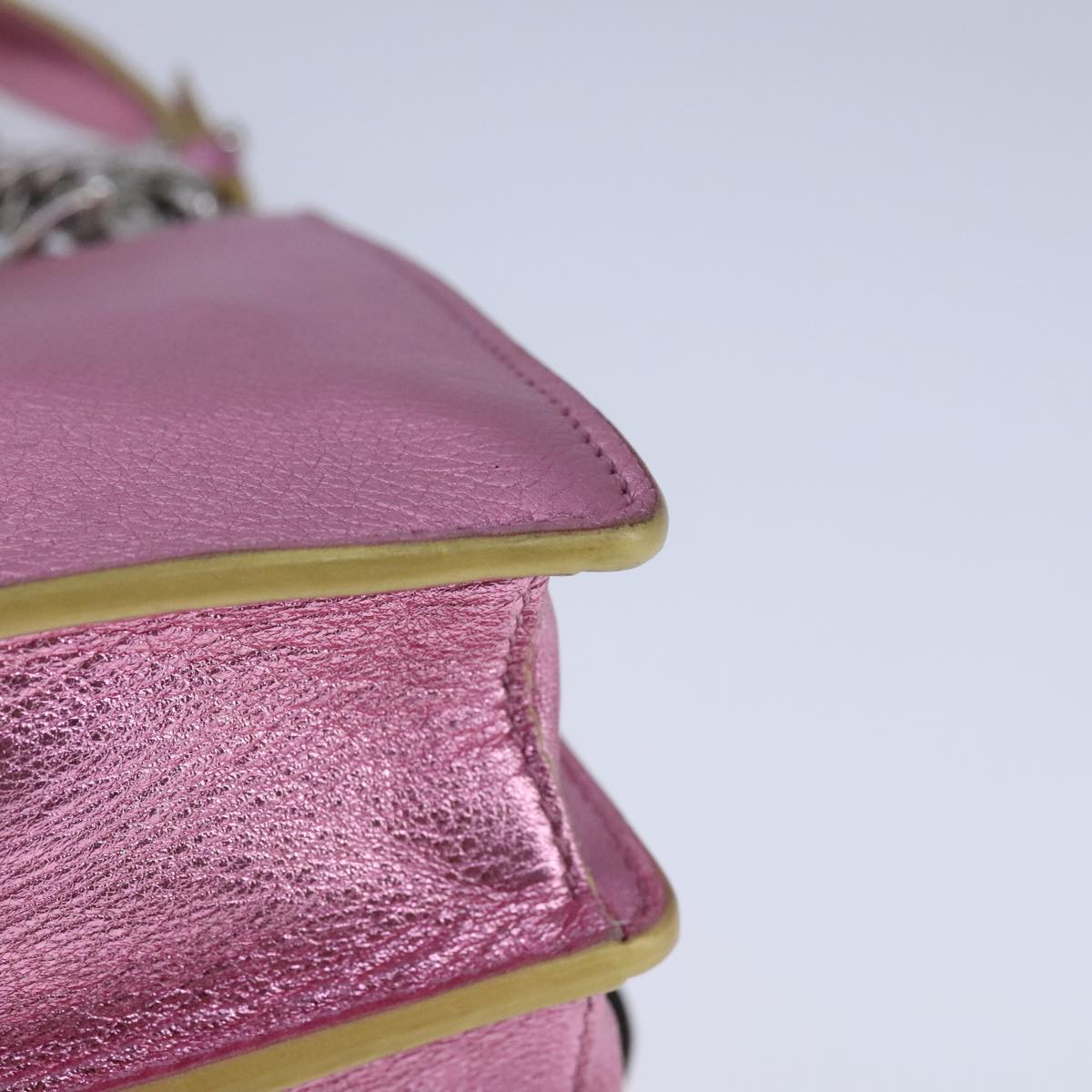 FENDI Canai Chain Shoulder Bag Leather Pink 106718