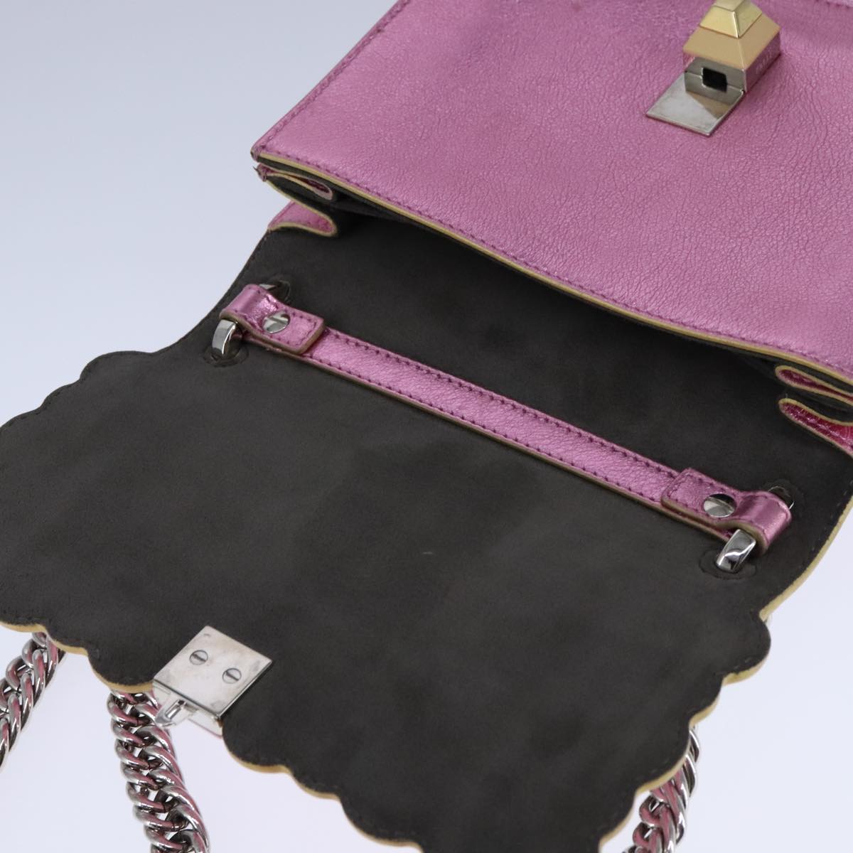 FENDI Canai Chain Shoulder Bag Leather Pink 106718