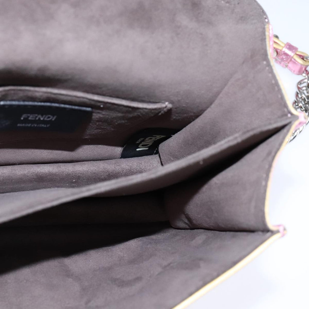 FENDI Canai Chain Shoulder Bag Leather Pink 106718