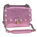FENDI Canai Chain Shoulder Bag Leather Pink 106718