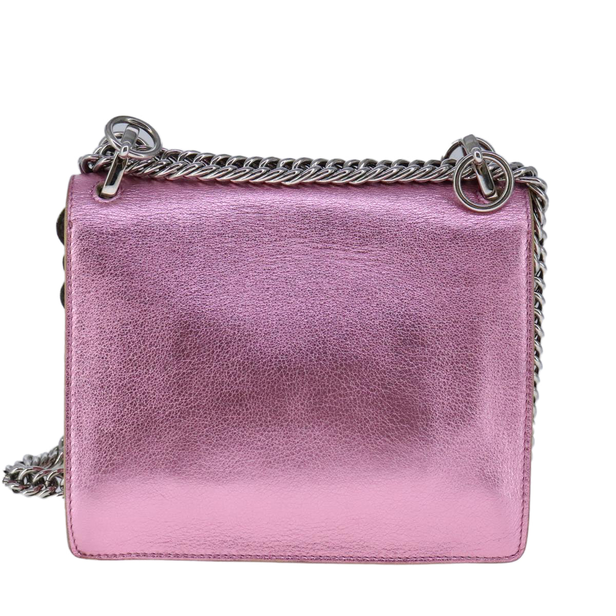 FENDI Canai Chain Shoulder Bag Leather Pink 106718