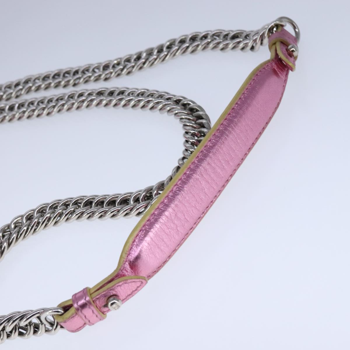 FENDI Canai Chain Shoulder Bag Leather Pink 106718