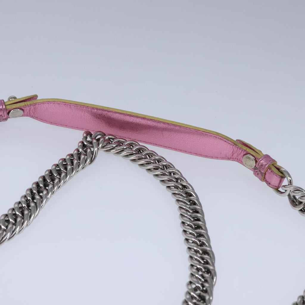 FENDI Canai Chain Shoulder Bag Leather Pink 106718