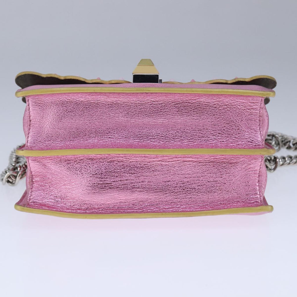 FENDI Canai Chain Shoulder Bag Leather Pink 106718