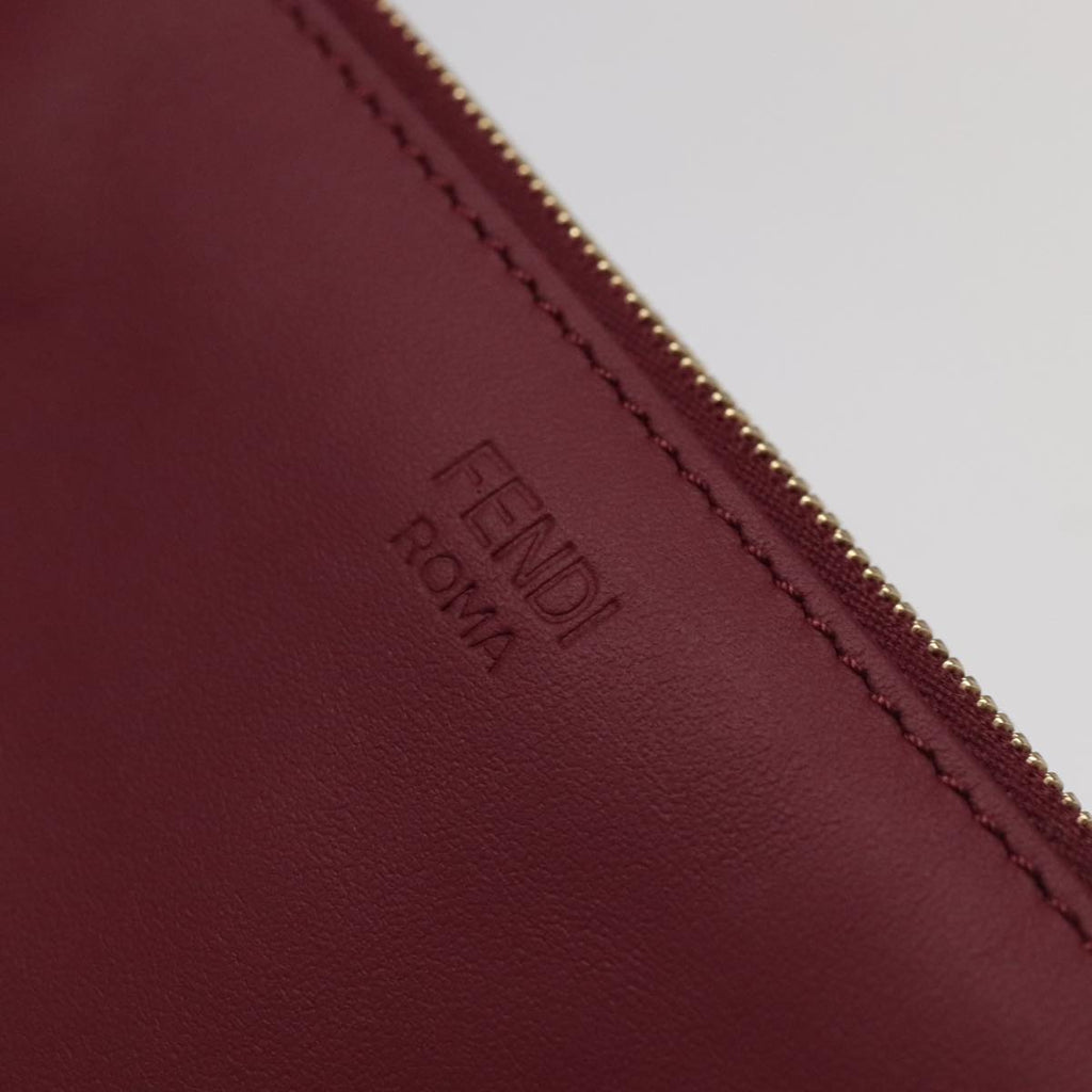 FENDI Triplet Clutch Bag Leather Brown Purple gold 106719
