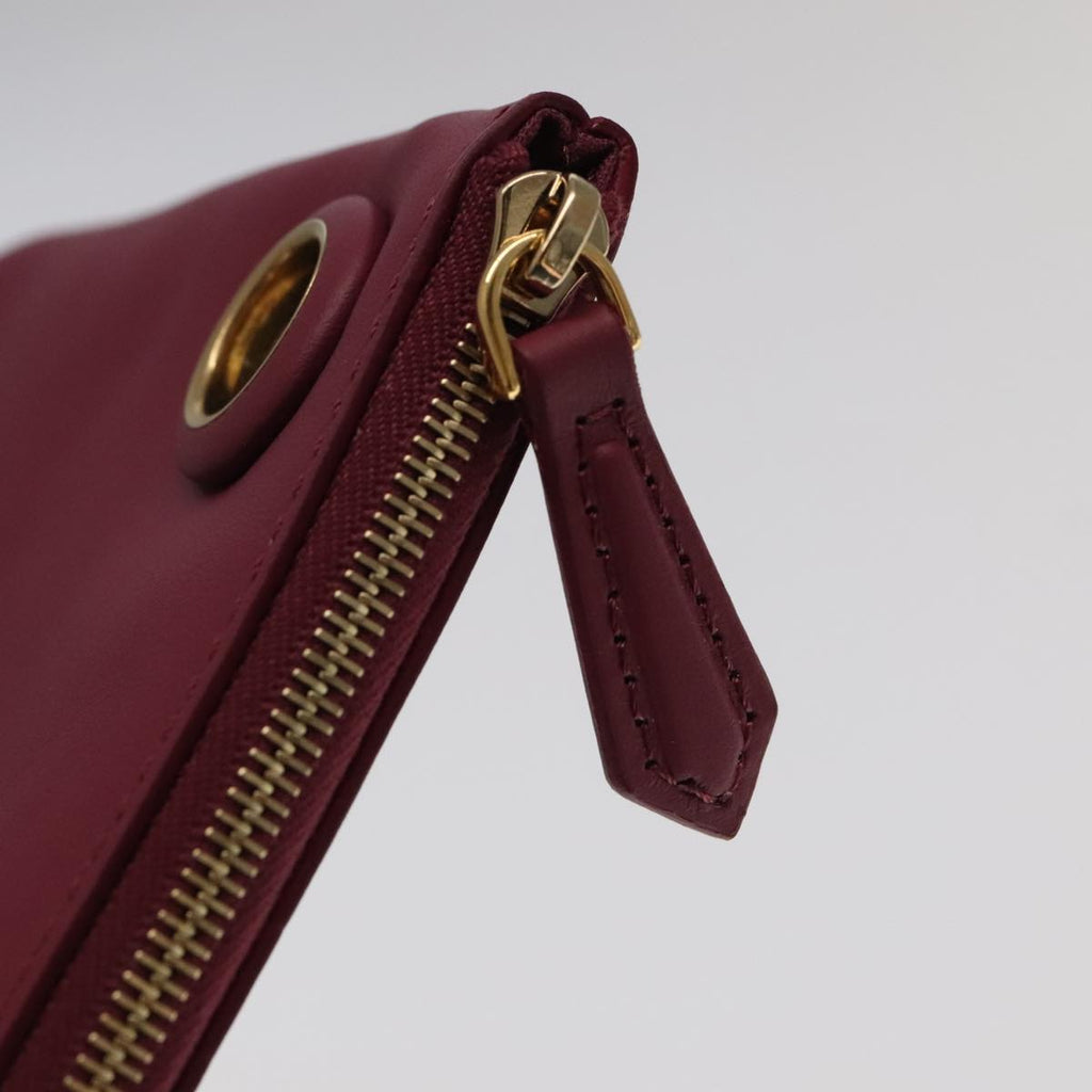FENDI Triplet Clutch Bag Leather Brown Purple gold 106719