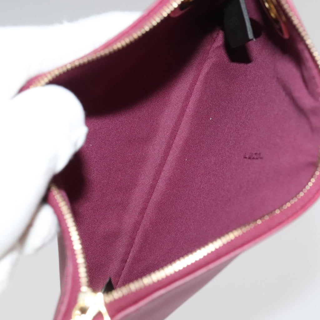 FENDI Triplet Clutch Bag Leather Brown Purple gold 106719