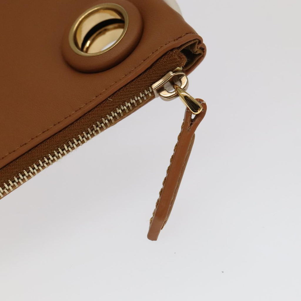 FENDI Triplet Clutch Bag Leather Brown Purple gold 106719