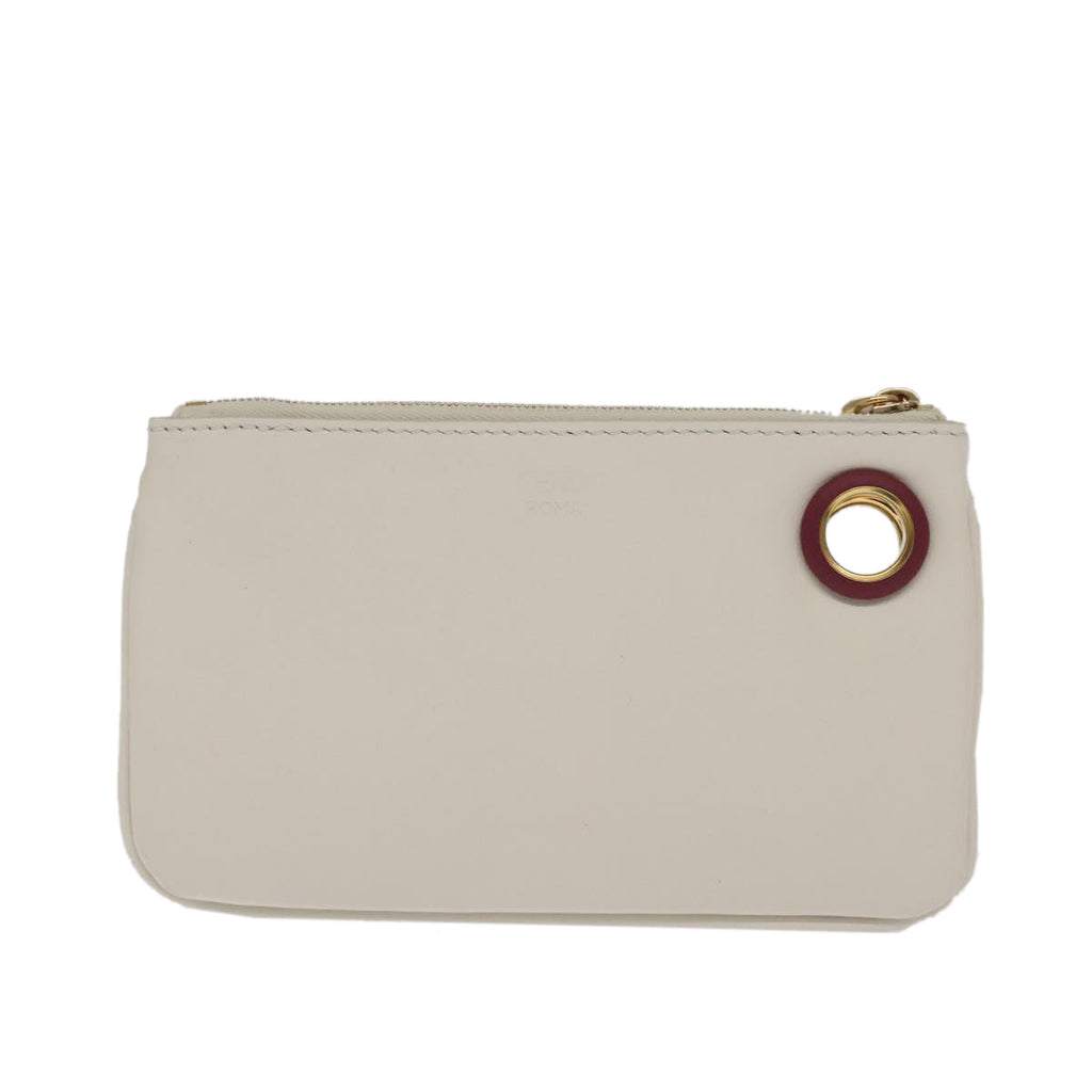 FENDI Triplet Clutch Bag Leather Brown Purple gold 106719