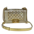 CHANEL Matelasse Chain Boy Chanel Shoulder Bag Patent Gold CC 106721A