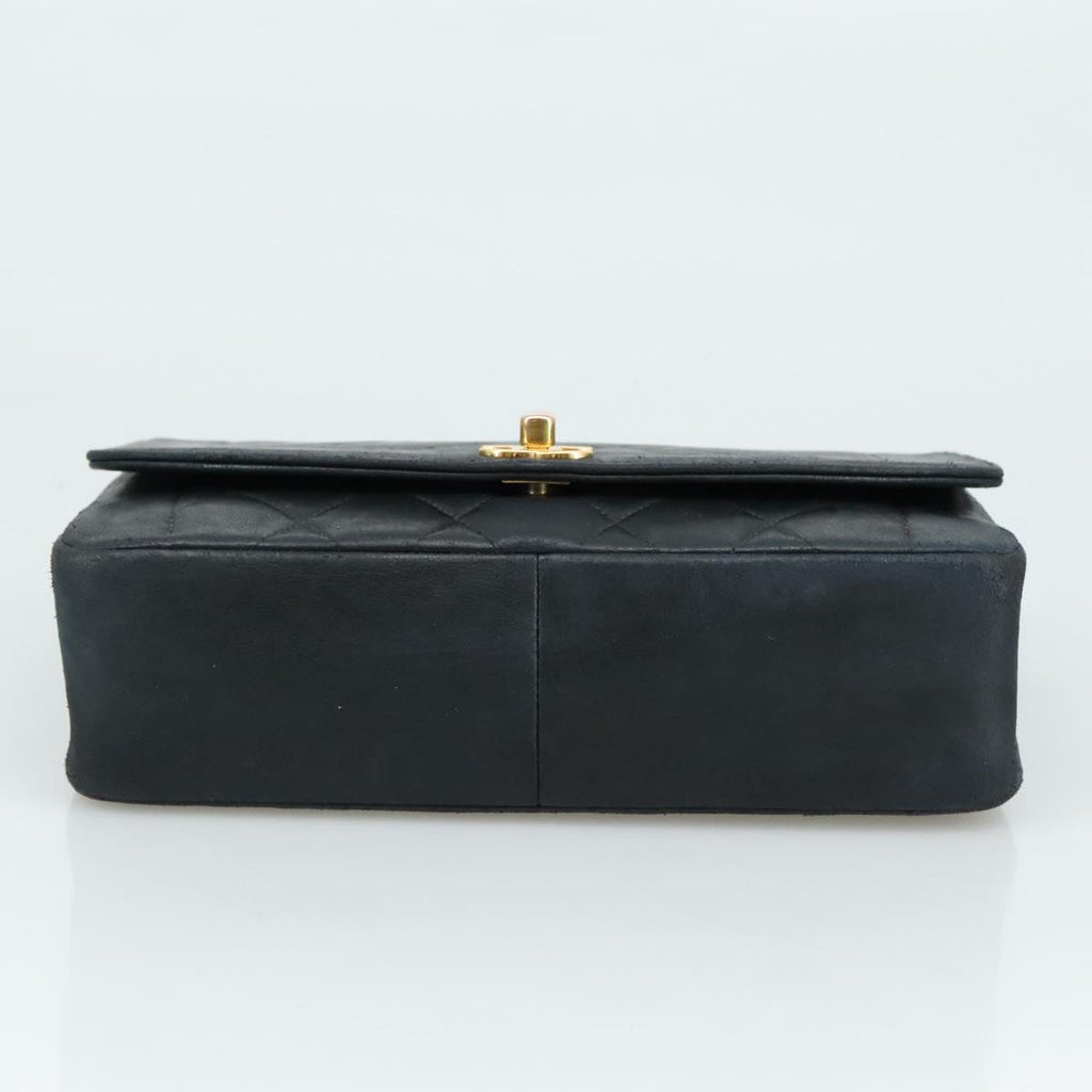 CHANEL Matelasse Chain Diana Shoulder Bag Lamb Skin Black Gold CC 106722