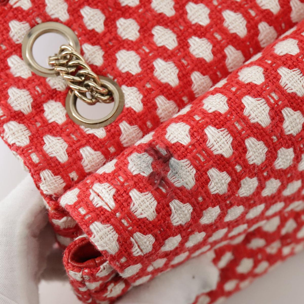 CHANEL Matelasse Chain Shoulder Bag Tweed Red CC 106727A