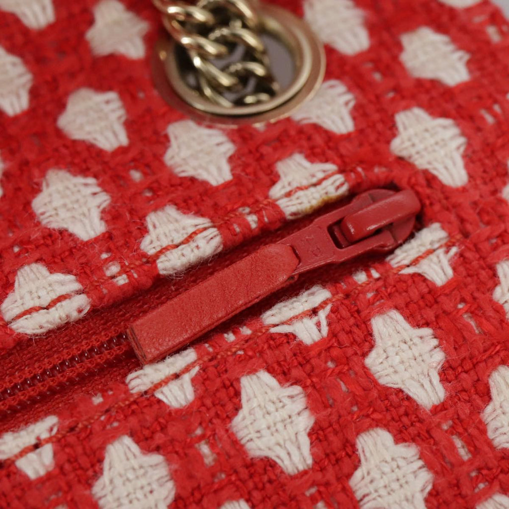 CHANEL Matelasse Chain Shoulder Bag Tweed Red CC 106727A