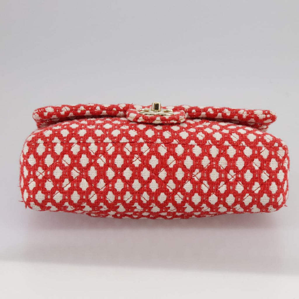CHANEL Matelasse Chain Shoulder Bag Tweed Red CC 106727A