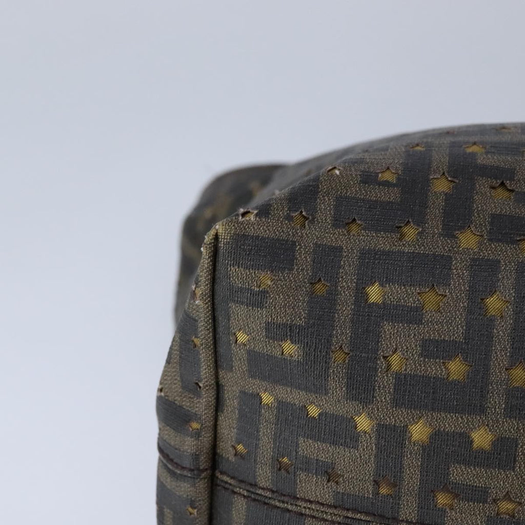 FENDI Zucca Canvas Tote Bag PVC Brown Black Gold 106827