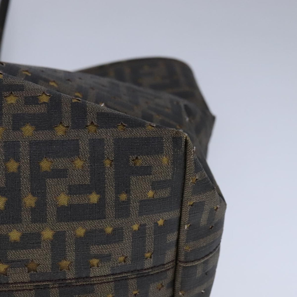 FENDI Zucca Canvas Tote Bag PVC Brown Black Gold 106827