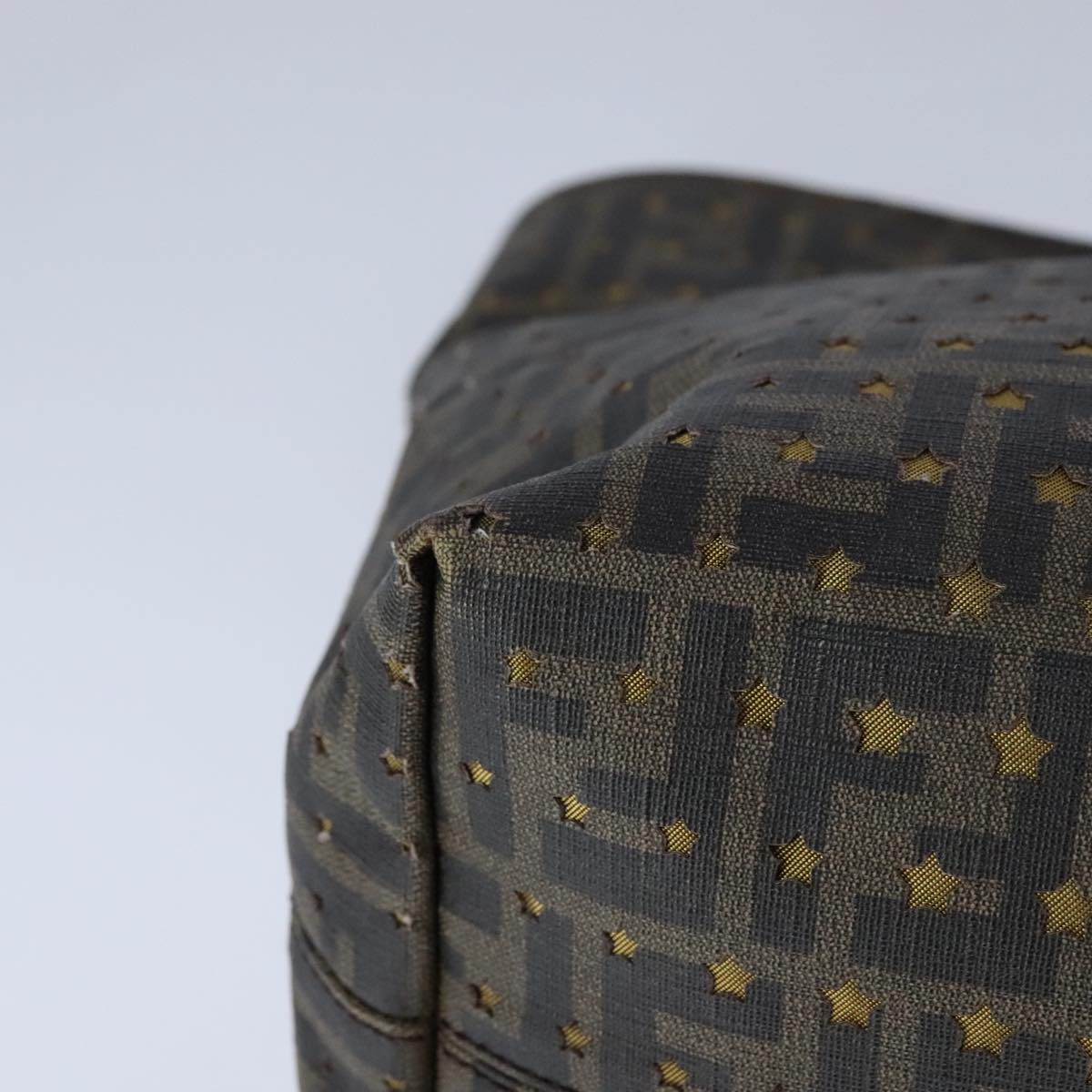 FENDI Zucca Canvas Tote Bag PVC Brown Black Gold 106827