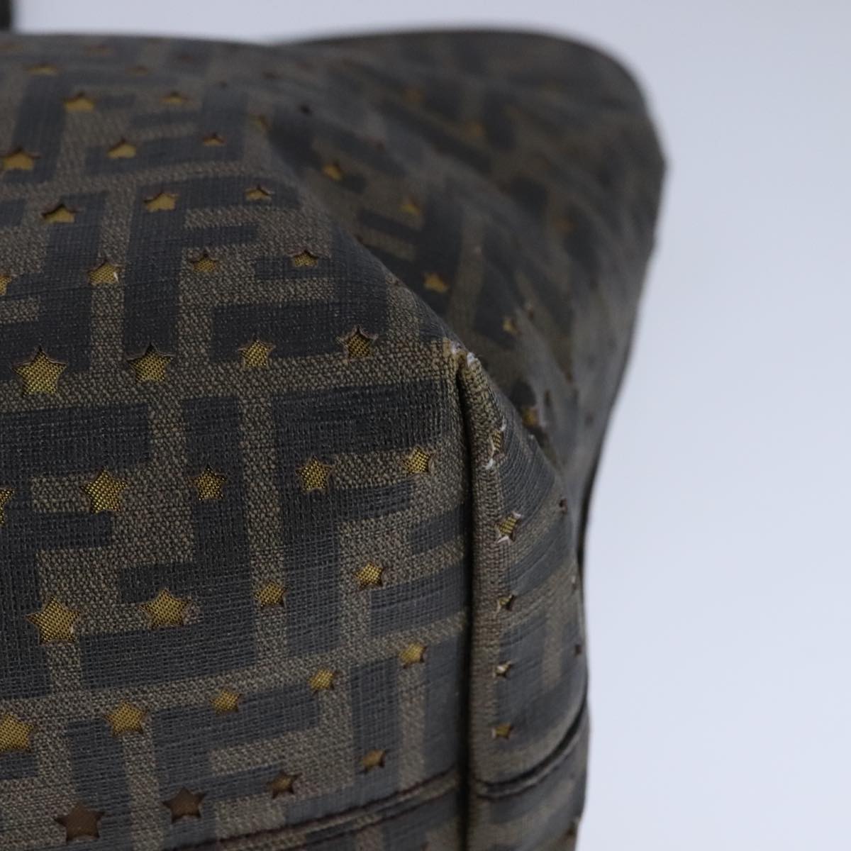 FENDI Zucca Canvas Tote Bag PVC Brown Black Gold 106827