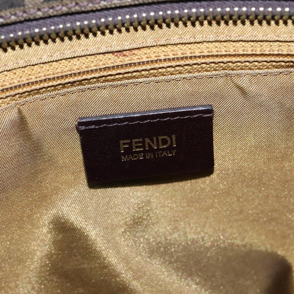 FENDI Zucca Canvas Tote Bag PVC Brown Black Gold 106827