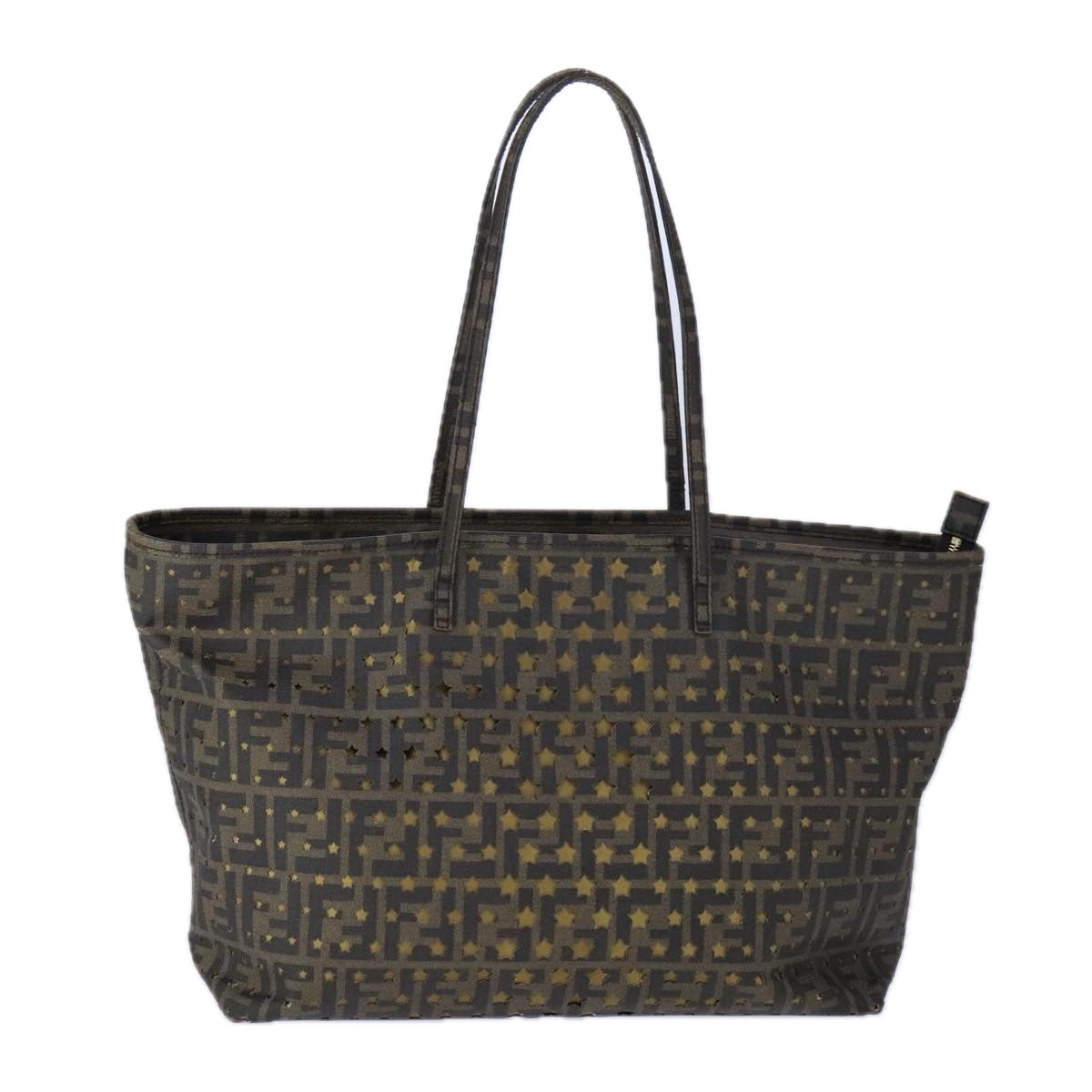 FENDI Zucca Canvas Tote Bag PVC Brown Black Gold 106827