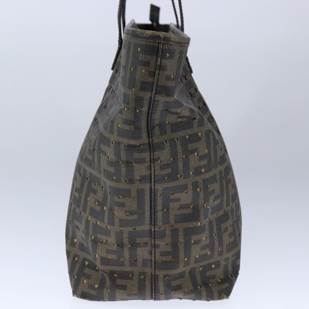 FENDI Zucca Canvas Tote Bag PVC Brown Black Gold 106827