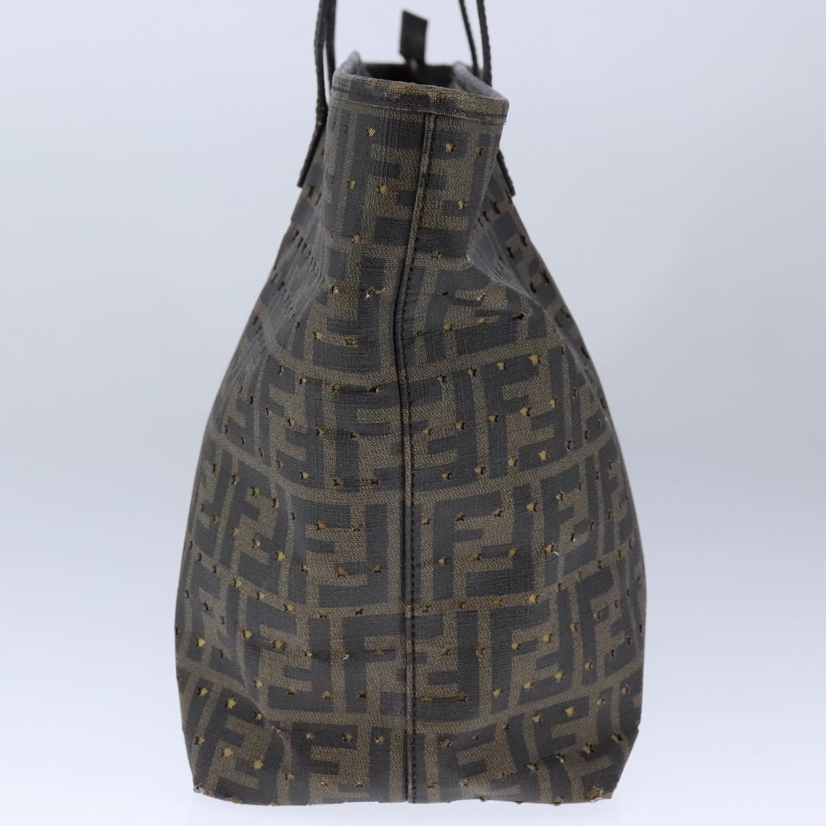 FENDI Zucca Canvas Tote Bag PVC Brown Black Gold 106827